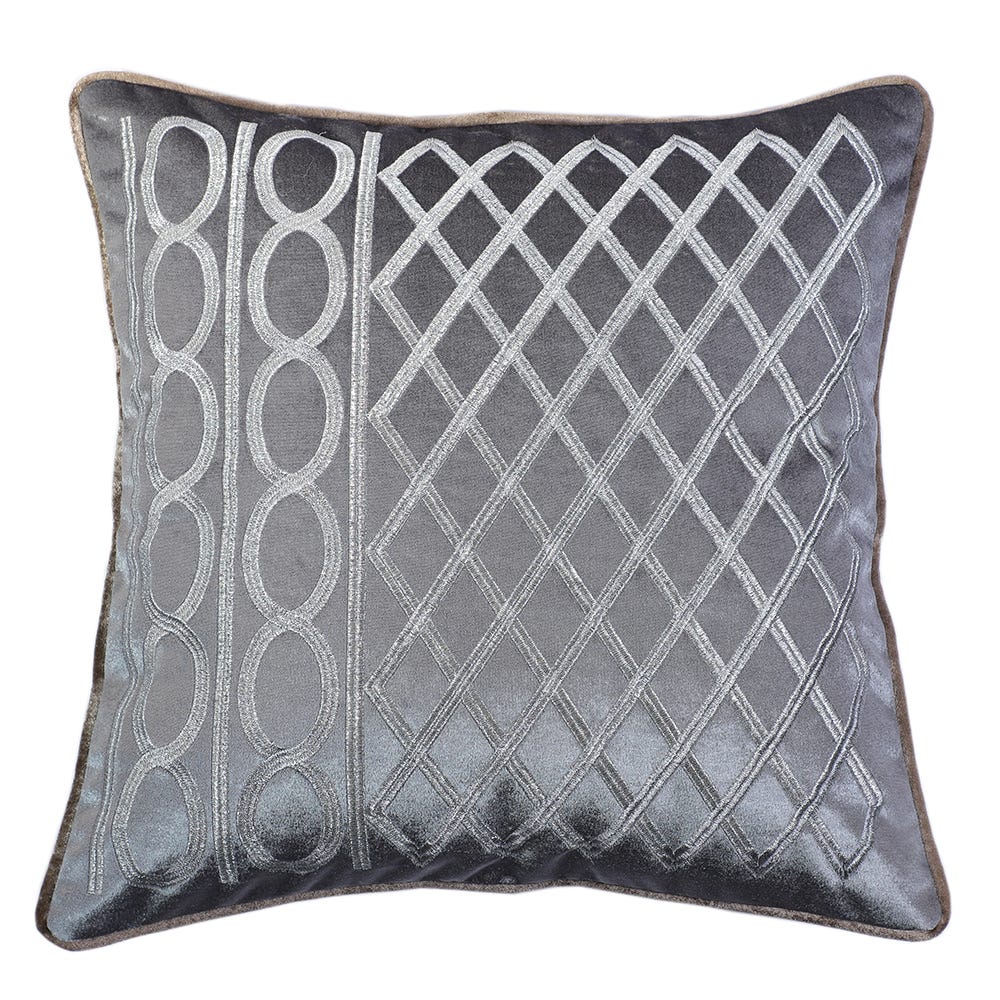 Ss21 Fantasy Embroidered Filled Cushion 45 x 45Cms _Grey Hol_433