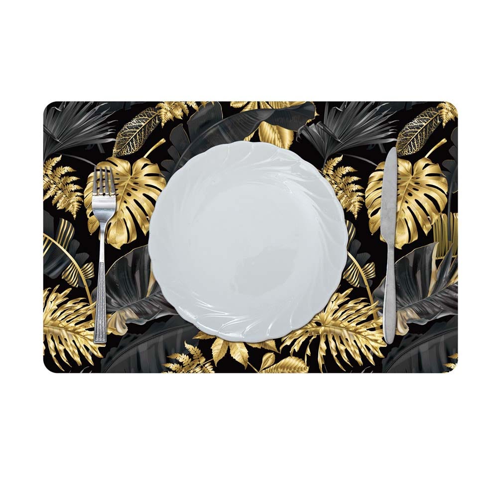 Glamour Mdf Printed Placemat Gold or Black 43.5x28.5Cm Ada_Hk_30127