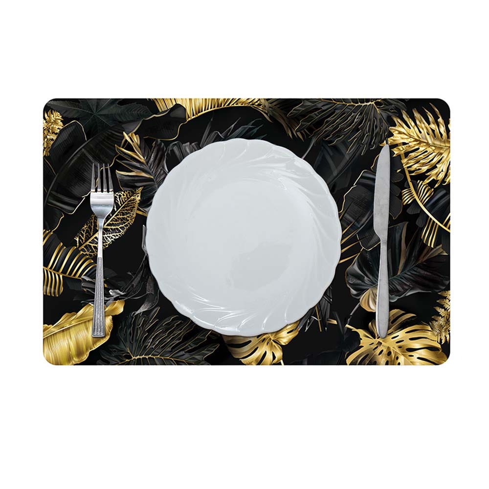 Glamour Mdf Printed Placemat Gold or Black 43.5x28.5Cm Ada_Hk_30129