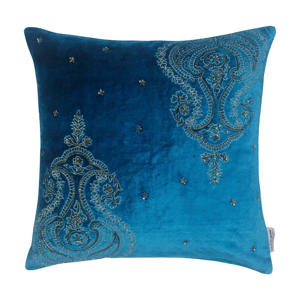 Edria Metallic EmbroideredBeaded DecorativeFilled Cushion