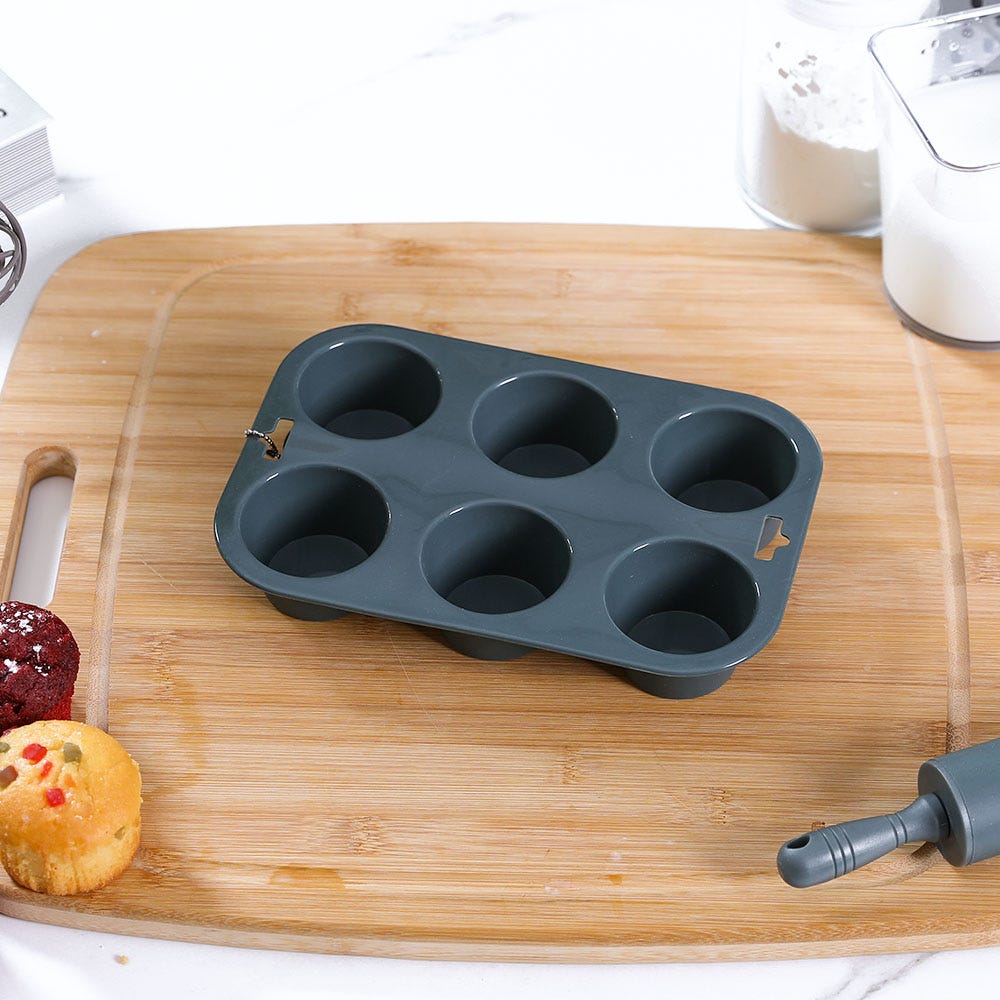 BAKE MAGIC 6 CUPS CAKE SILICONE MOULD_ 16552