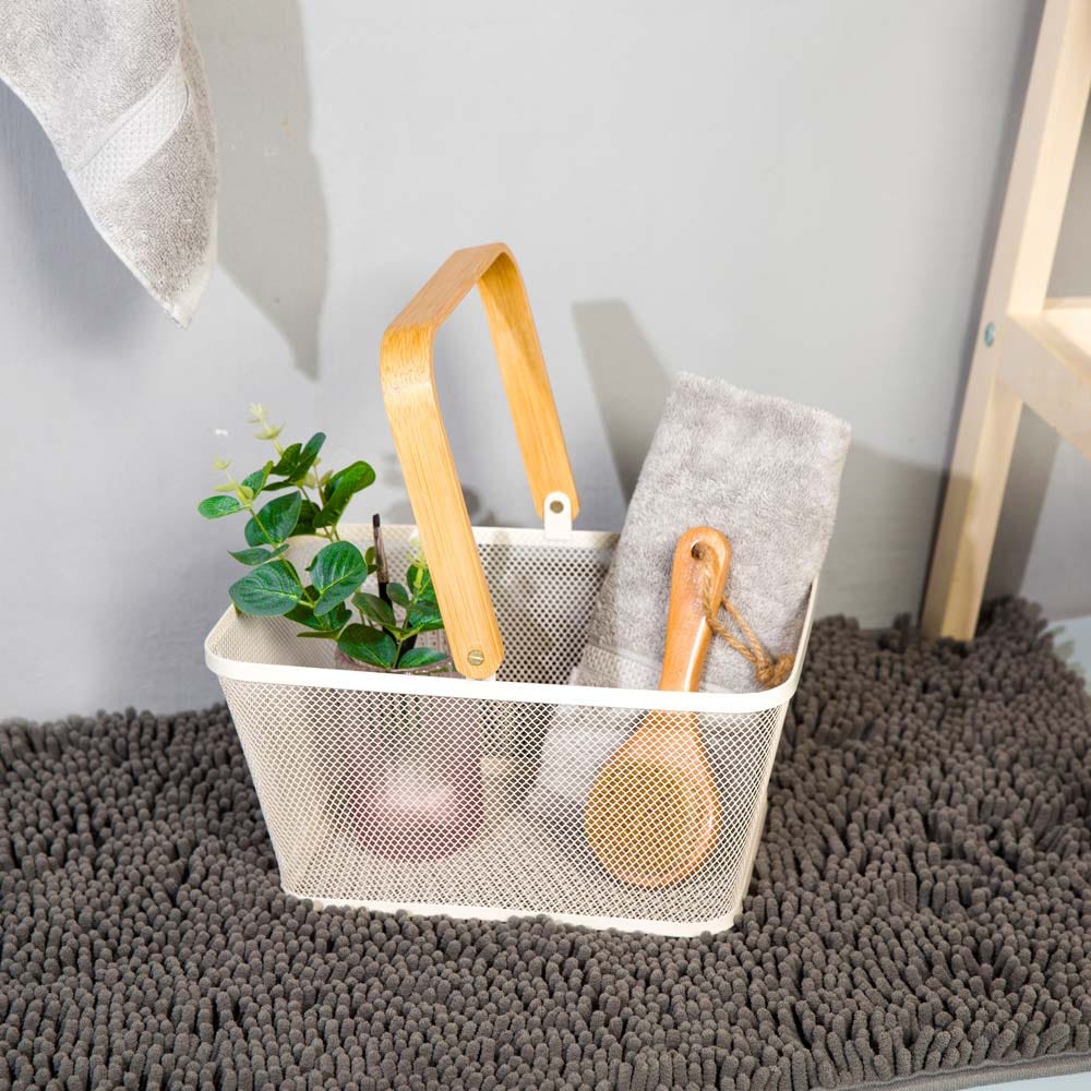 SS22 Oliver Storage Basket With Bamboo Handle Khaki