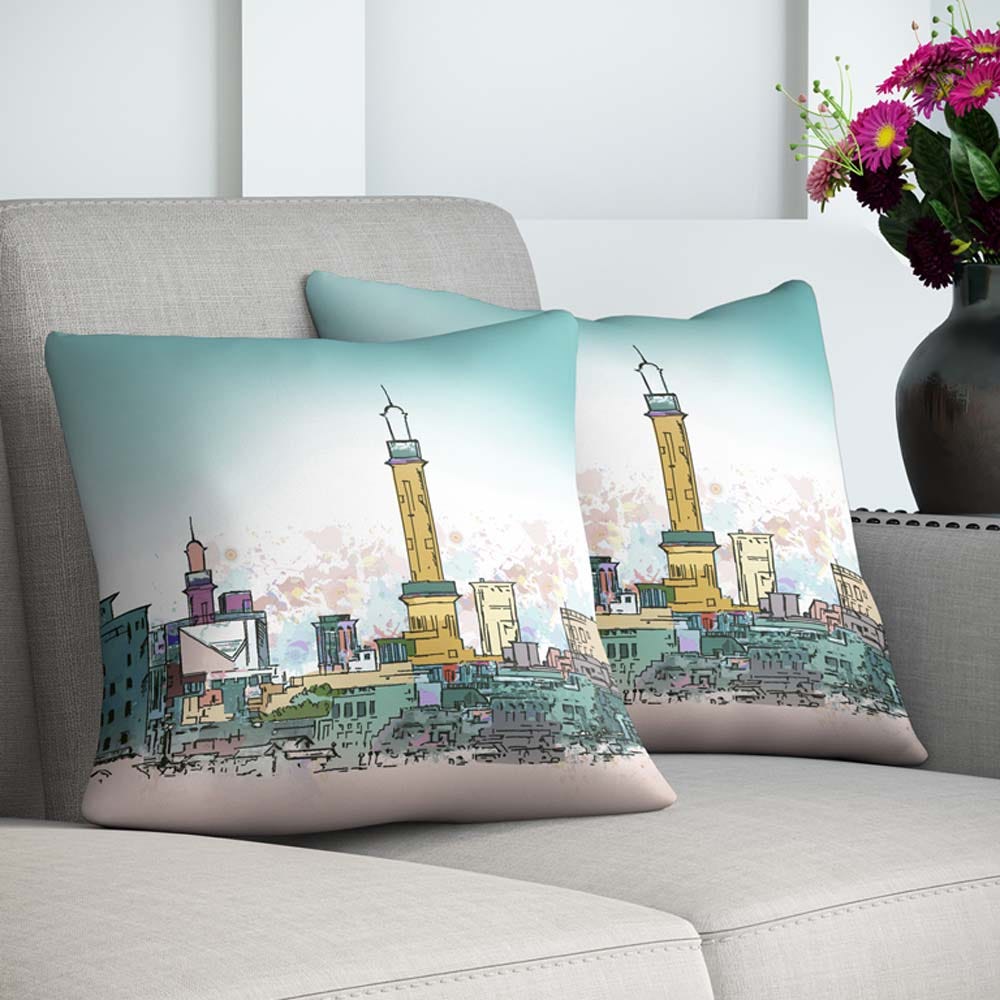 Dreamz Cushion 65x65Cm Multi City Life Filled Cushion