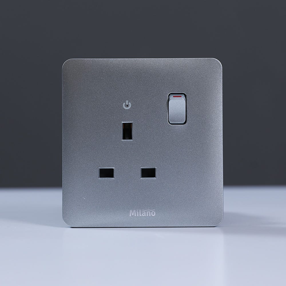 Milano 13A Single Switched Socket with LED Indicator