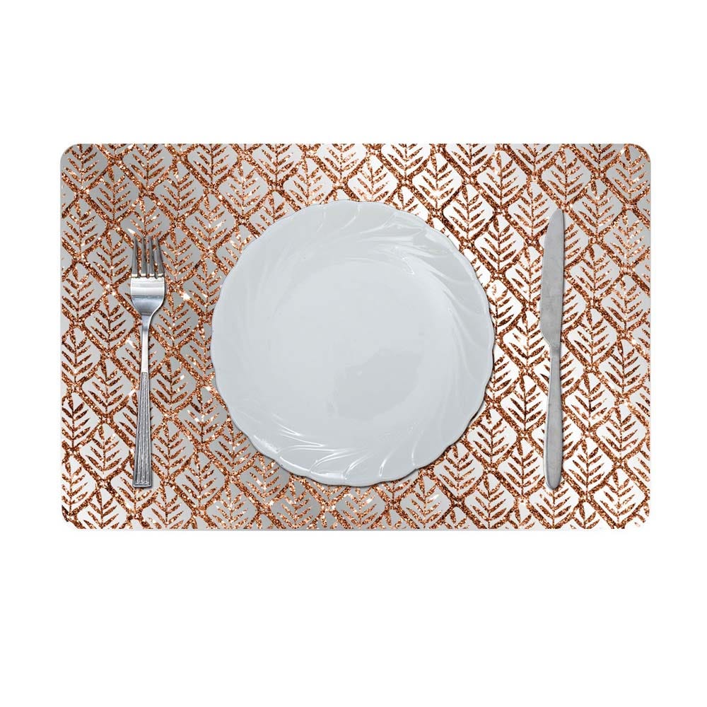 Glamour Glitter Metallic Mirror Look Printed Placemat Copper 43.5x28.5Cm Aec_29613B