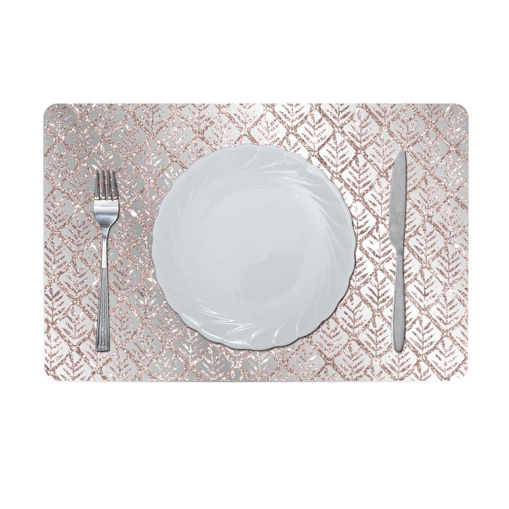 Glamour Glitter Metallic Mirror Look Printed Placemat Rose Gold 43.5x28.5Cm Aec_29613C