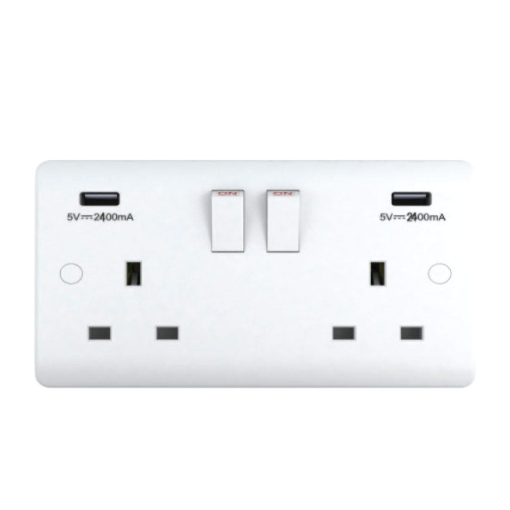 MILANO 13A 2GANG SWITCHED SOCKET_ 2_4 A USB OUTLET