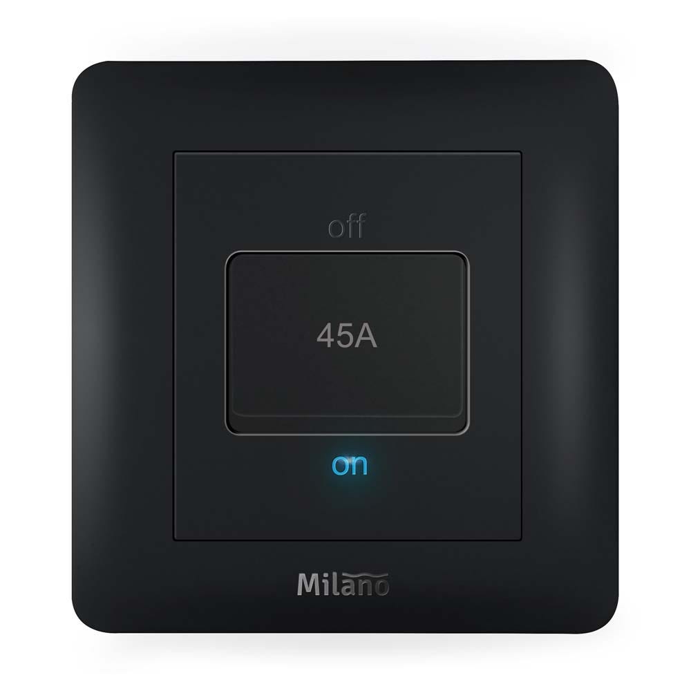 MILANO 45A DP Switch with LED Indicator MBLK PS