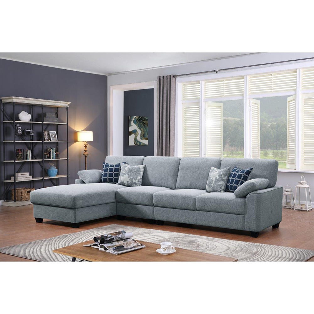 L Shape Terry Left Corner Fabric Sofa Set-Beige