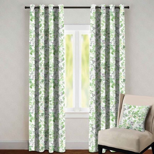 Glitz Ss Eyelet Curtain Without Lining 135 x 240 Cm Multi Green Se _ Cur_1