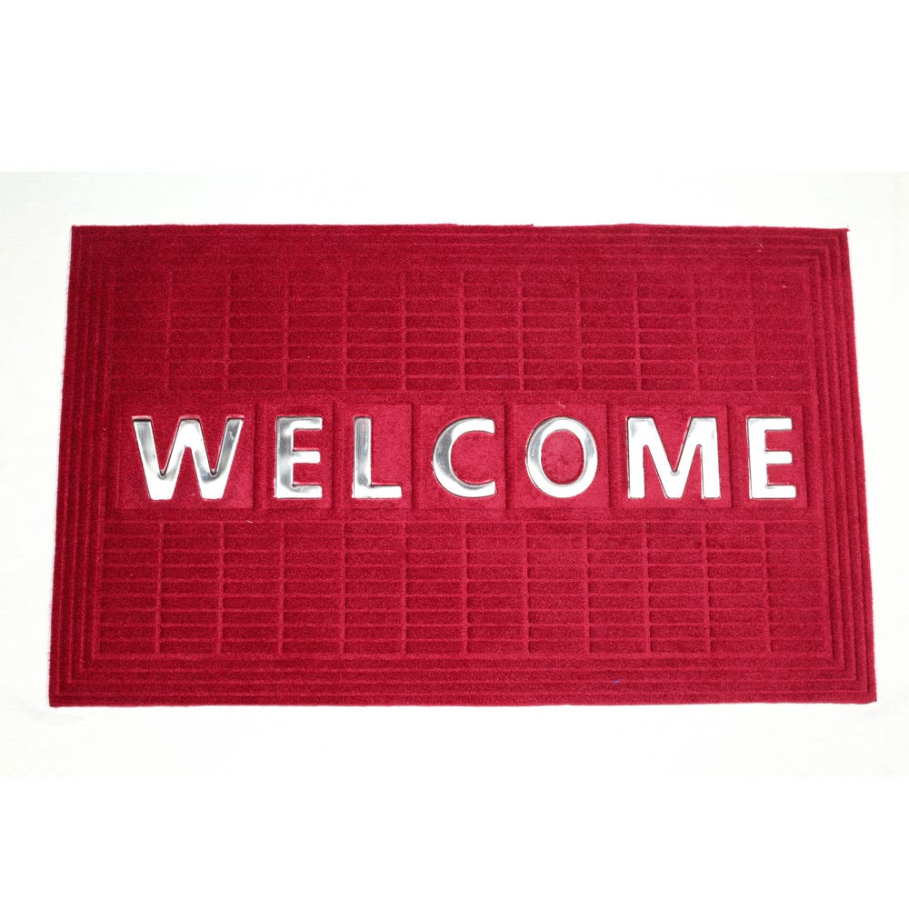 Atlas Welcome Steel Integrated Door Mat Maroon