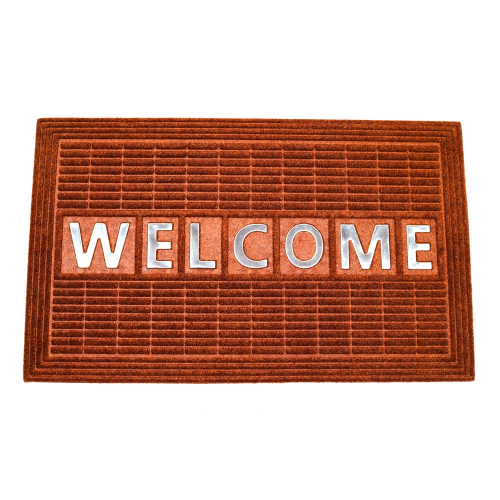 Atlas Welcome Steel Integrated Door Mat Maroon 45 X 75 Cm