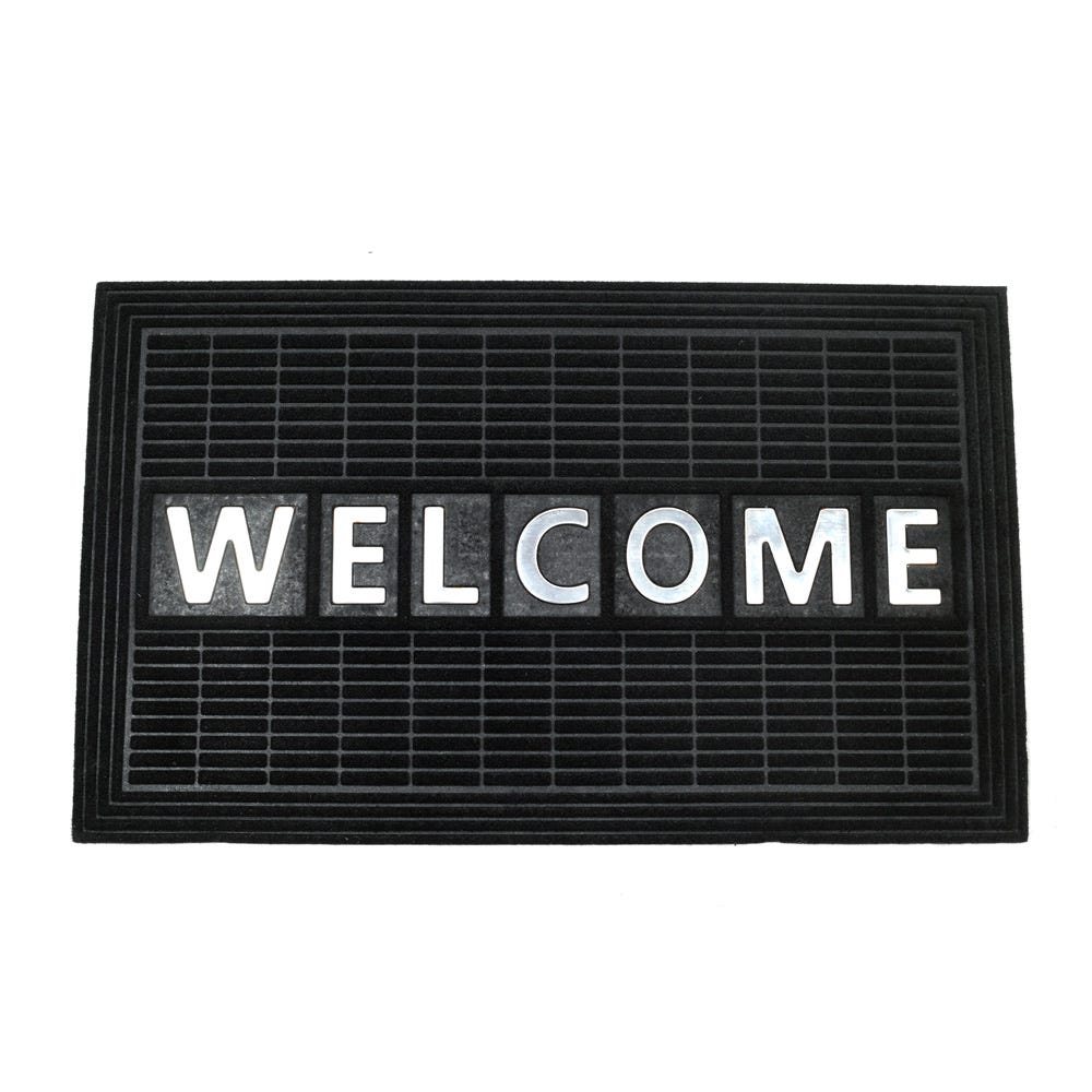 Atlas Welcome Steel Integrated Door Mat Dark Brown 45 X 75 Cm