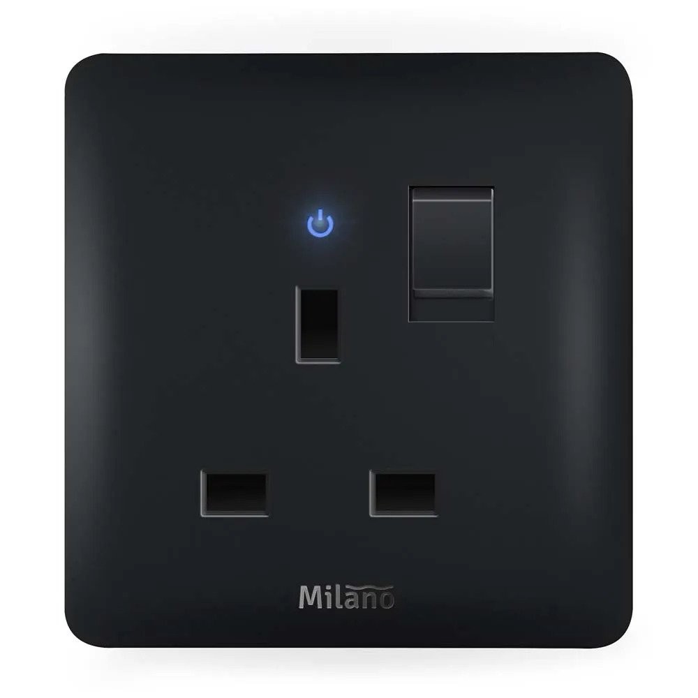 MILANO 13A Single Switched Socket  MBLK PS _A63_C1