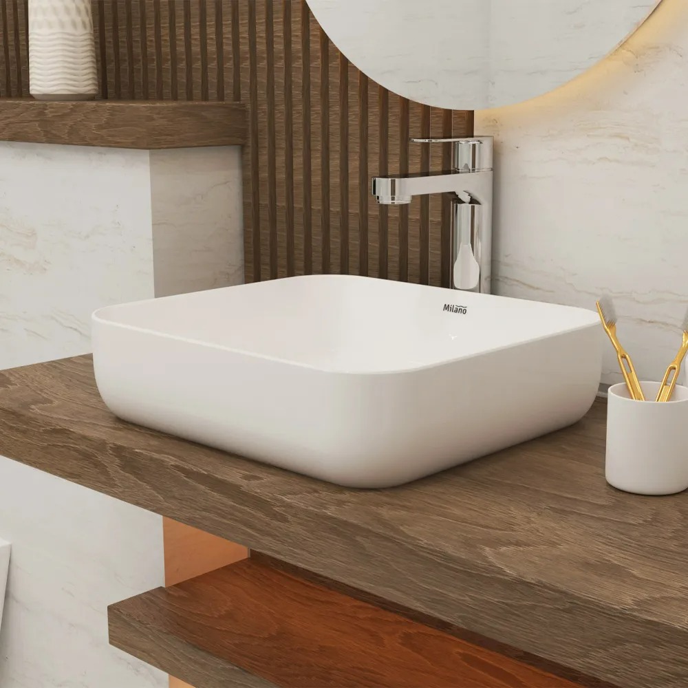 Milano Countertop Art Basin model no-8438 Square White 390*390*135 - Made in China