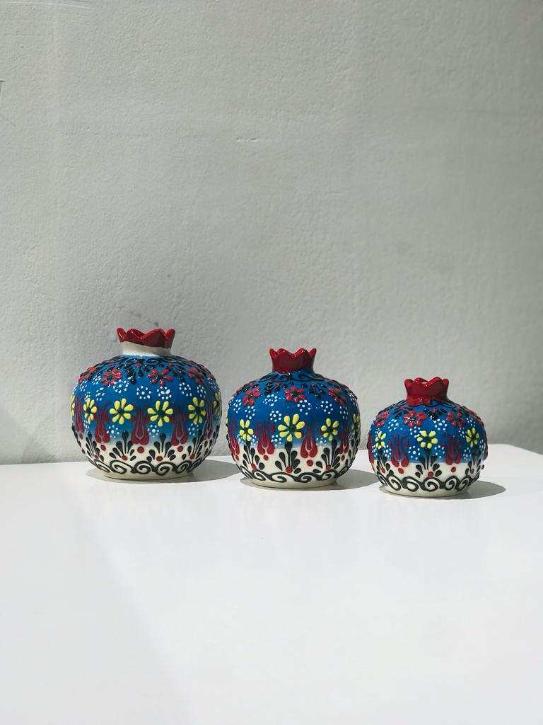 3pcs Pomegranate Showpiece  (Blue,Red)