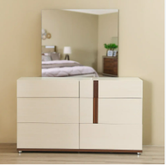 Maybell Dresser with Mirror - White Maple / Walnut