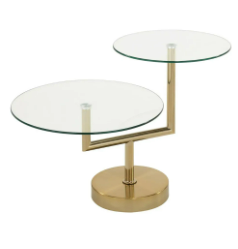 Kadita End Table - Satin Brass / Clear Glass