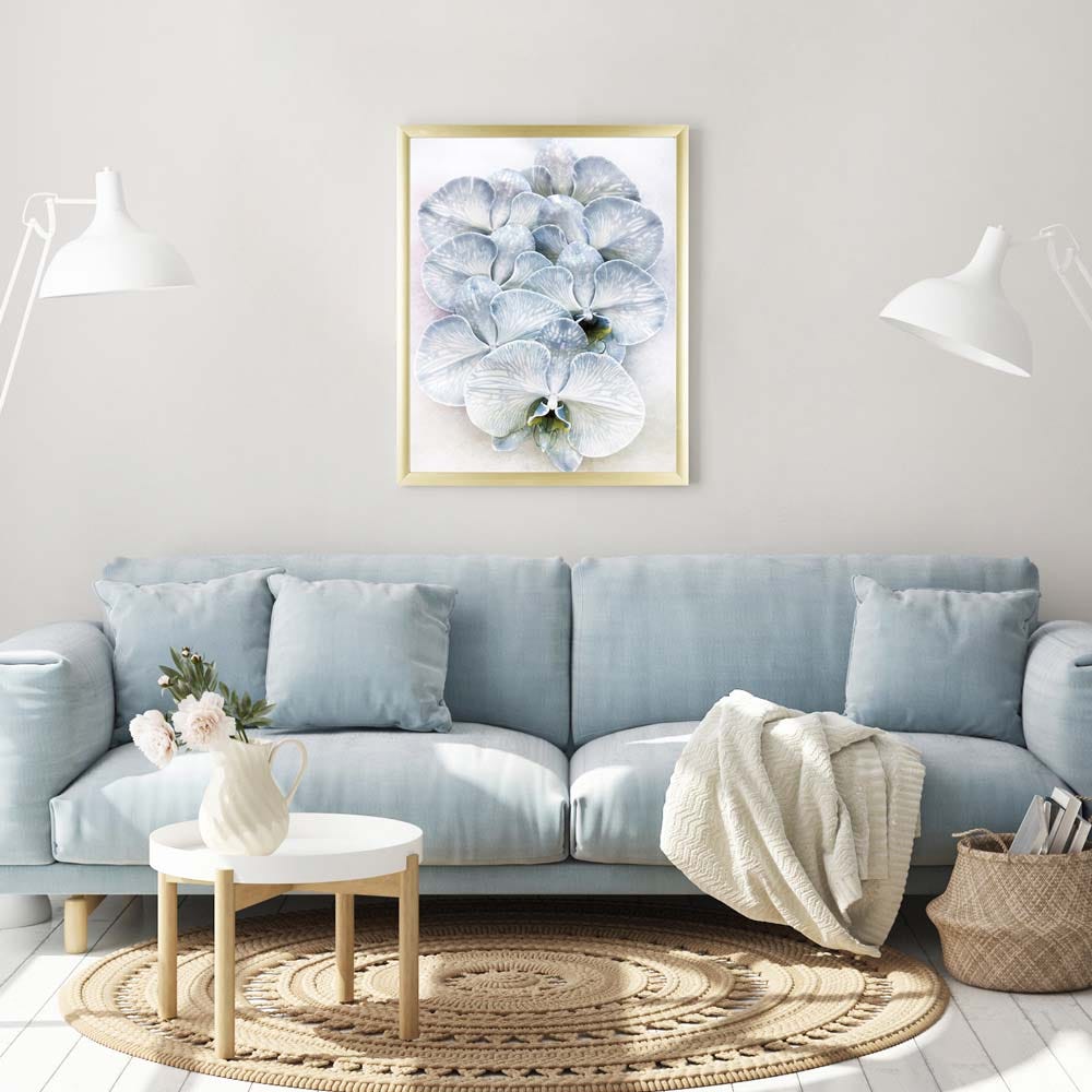 AW21 Gallery Light Blue Flowers Framed Art