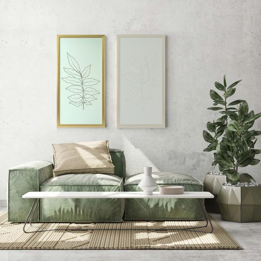 AW21 Gallery Golden Outline Plant_2 Framed Art