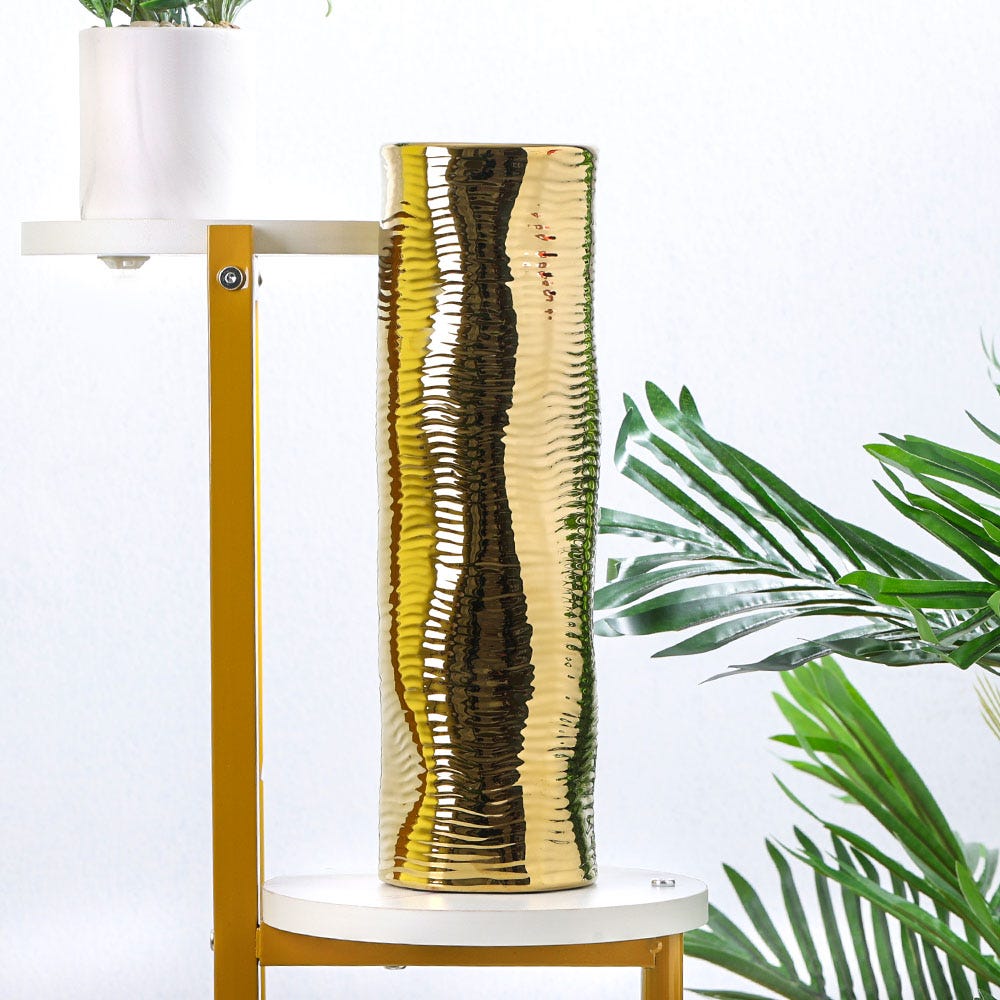 SS22 Cellena Stripe Vase Gold 10x34CM