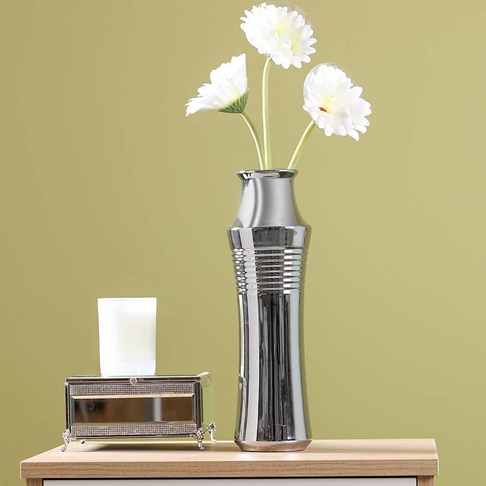 SS22 Cellena Stripe Vase Silver 10.5x34CM