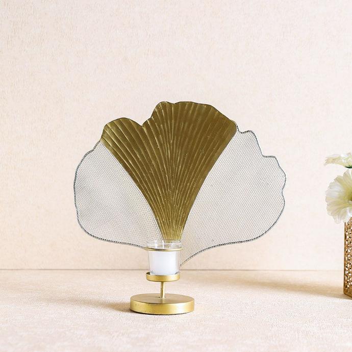 AW21 Aliena Leaf Decorative Votive Holder Gold