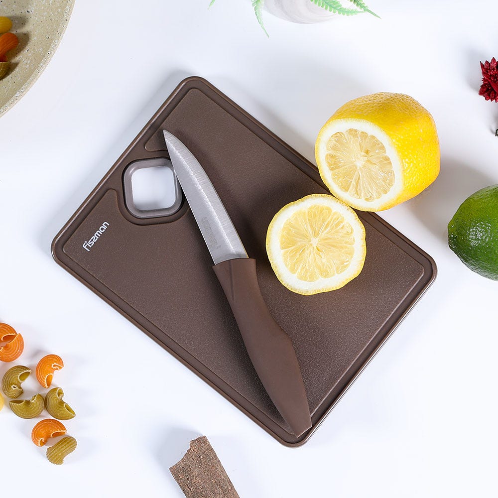 MY GADGET SET OF KNIFE WITH SMALL CUTTING BOARD CHOCO