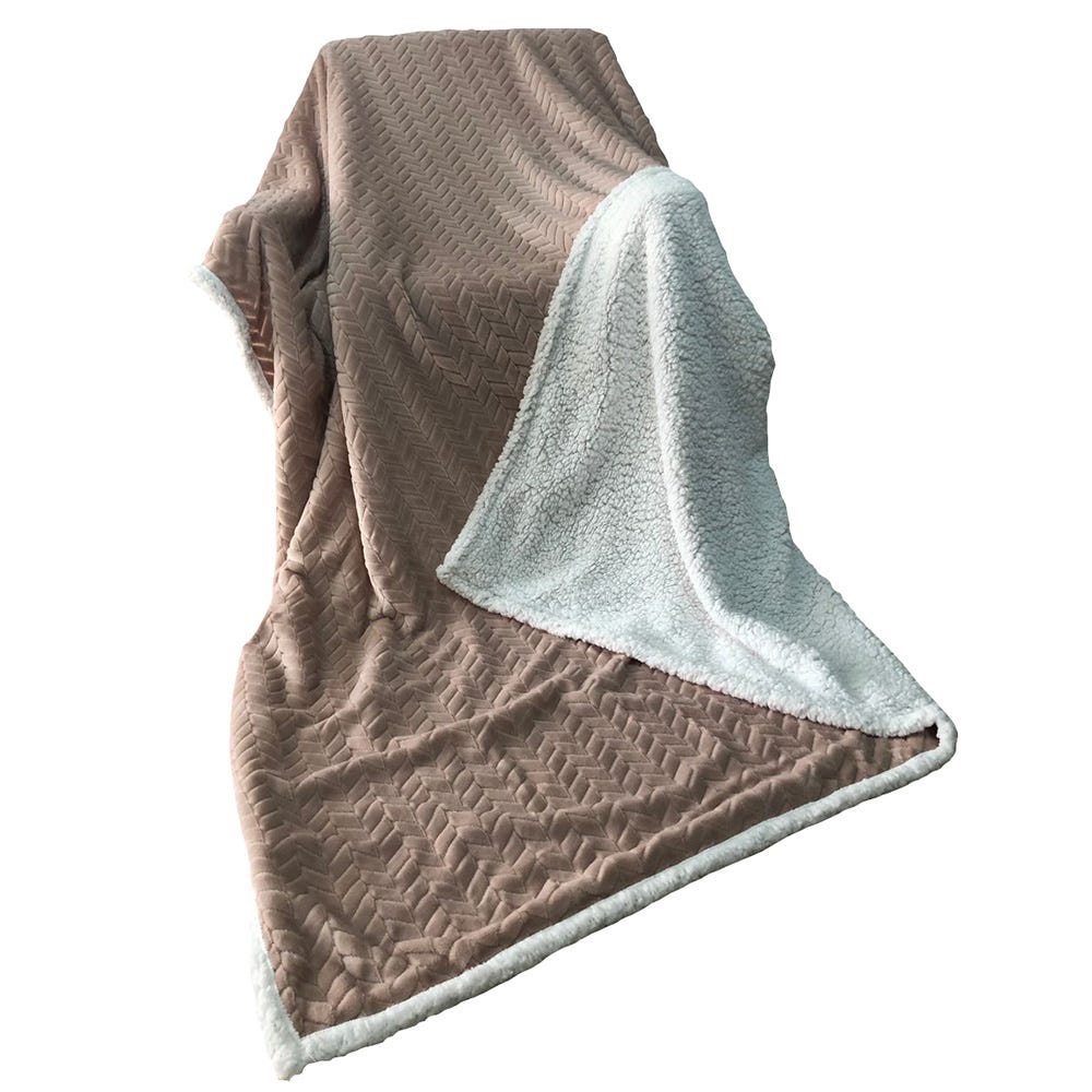 Solid Jacquard Flanel Plush Reverse Sherpa Blanket