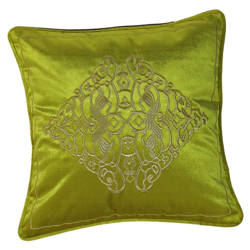 [HOM-Dan-01015] Ss21 Fantasy Embroidered Filled Cushion 45 x 45Cms _Green Hol_414