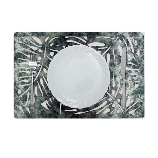 [HOM-Dan-01023] Glamour Vintage Pvc Die Cut Placemat Silver 43.5 x 28.5Cm Pfmp_D_28790_Silver