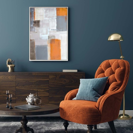 [HOM-Dan-01148] AW21 Gallery Orange Blue Square Abstract Art