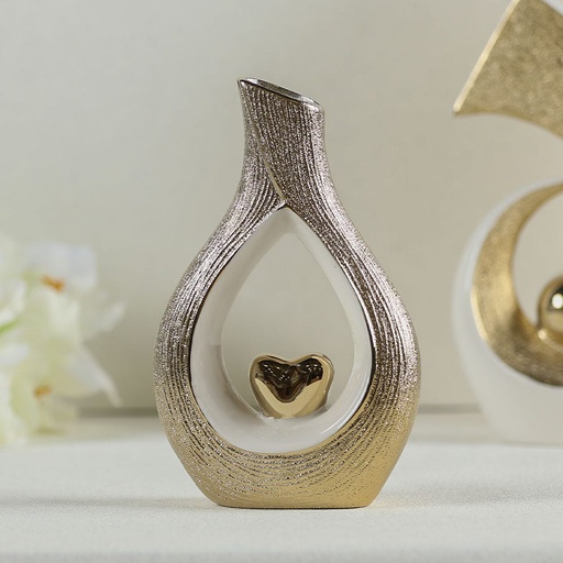 [HOM-Dan-01250] SS22 Lori Vase White, Gold 15.3X6.8X25.5CM XY_6265BRS