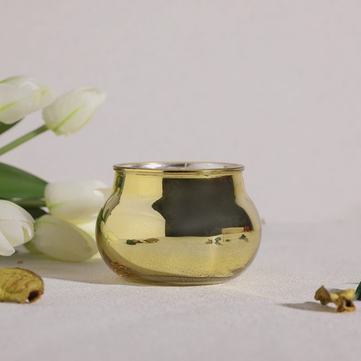 [HOM-Dan-01259] SS22 Luminara Ball Shape Metallic Glass Jar Candle 220g 10x7cm_BLQ107DP