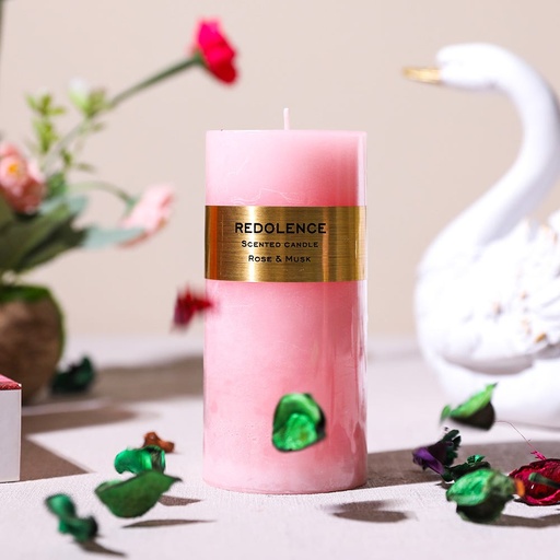 [HOM-Dan-01263] SS22 Monique Scented Pillar Candle Pink Rose & Musk 440g 7x15cm 22ZL002_3