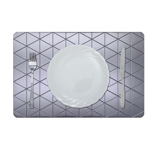 [HOM-Dan-01652] Glamour Embossed Vintage Aluminium Placemat Silver 43.5x28.5Cm Ea_Ea_30031