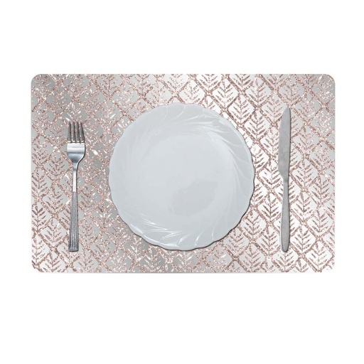 [HOM-Dan-01659] Glamour Glitter Metallic Mirror Look Printed Placemat Rose Gold 43.5x28.5Cm Aec_29613C