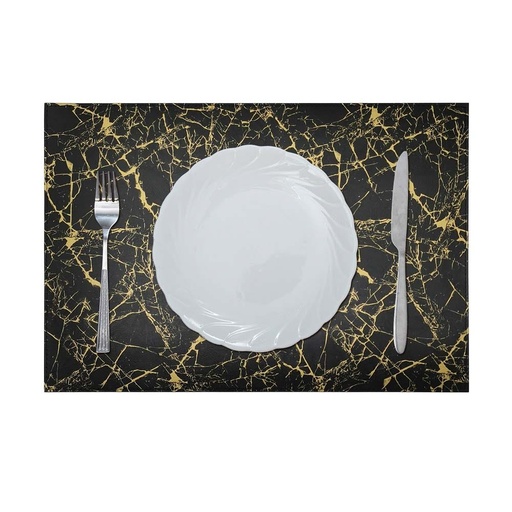 [HOM-Dan-01672] Glamour Pu Leather Placemat_ With Polyester Backing_ BlackorGold 43x30Cm Aas_P_30017B