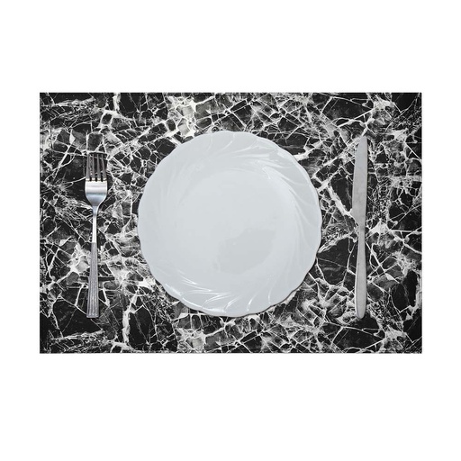 [HOM-Dan-01673] Glamour Pu Leather Placemat_ With Polyester Backing_ BlackorSilver 43x30Cm Aas_P_30017C