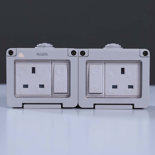 [ELE-Dan-01938] MILANO WATER_PROOF 13A 2GANG SWITCHED SOCKET SINGL