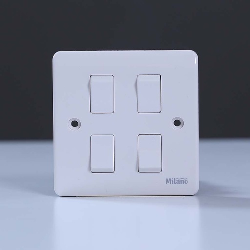 [ELE-Dan-01942] MILANO 4GANG 2WAY  SWITCH _3X3_ white