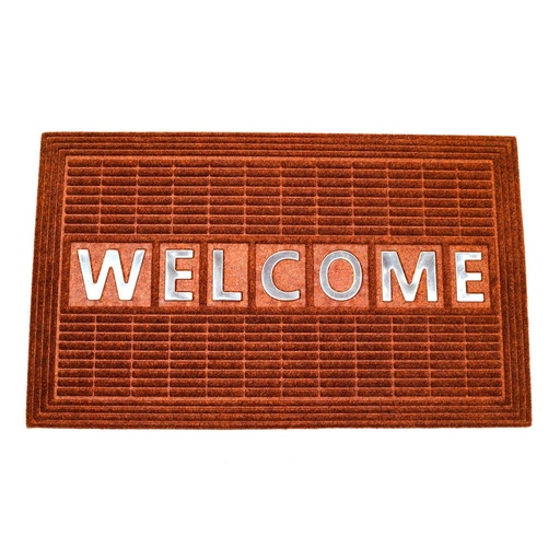 [HOM-Dan-02251] Atlas Welcome Steel Integrated Door Mat Maroon 45 X 75 Cm