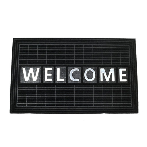 [HOM-Dan-02252] Atlas Welcome Steel Integrated Door Mat Dark Brown 45 X 75 Cm