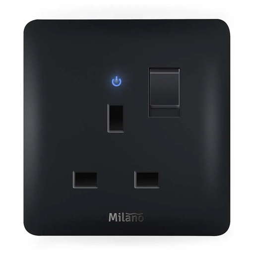 [ELE-Dan-02342] MILANO 13A Single Switched Socket  MBLK PS _A63_C1