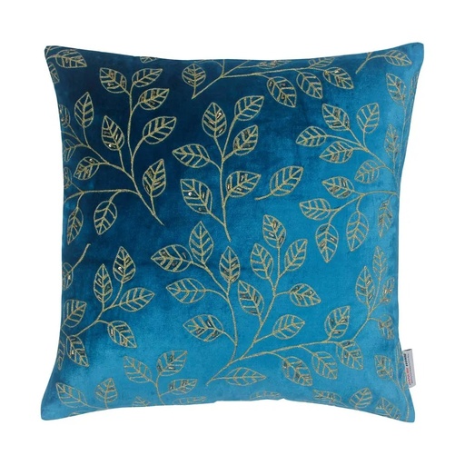 [HOM-05104] Edria Metallic Embroidered Beaded Decorative Filled Cushion
