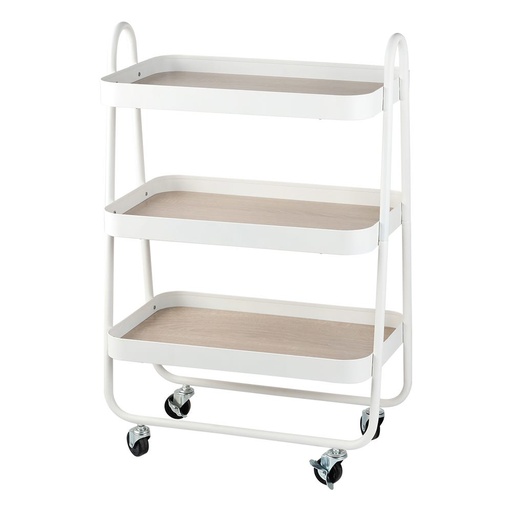 [HOM-Dan-00530] SS21 Oliver 3 Tier Bath Storage Cart White