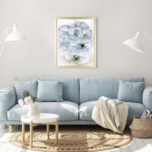 [HOM-Dan-00594] AW21 Gallery Light Blue Flowers Framed Art