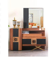 [BED-Dan-06155] Dolores Dresser with Mirror - Walnut / Black