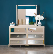 [BED-Dan-06158] Maynard Dresser with Mirror - Champagne