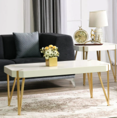 [FUR-Dan-06164] ELVIE COFFEE TABLE - WHITE / GOLDEN